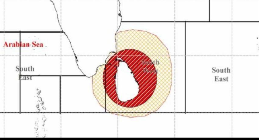 Cyclone Threat Looms South-East of Sri Lanka